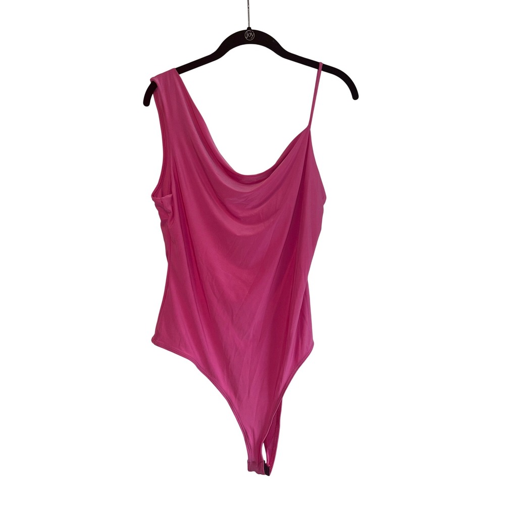 21 Saints Shoulder Bodysuit‎ Draped Cowl Neck Sleeveless Pink XL